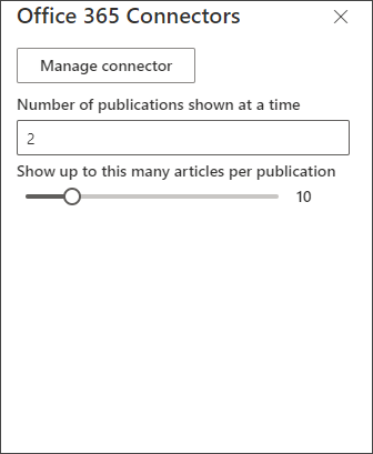 Captura de pantalla del panel de edición del conector Office 365
