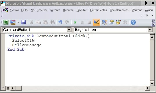 Subprocedimiento en el Editor de Visual Basic