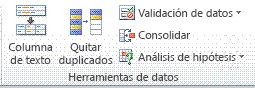 Grupo Herramientas de datos en la pestaña Datos