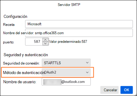 Autenticación moderna mozilla paso 2 Servidor SMTP