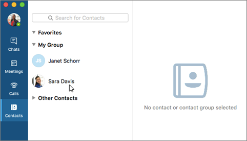 Haga clic en un contacto de la lista de contactos.