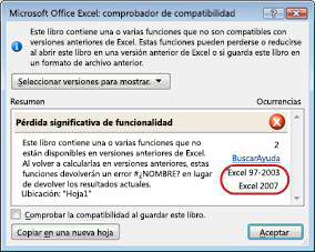 Usar Excel con versiones anteriores de Excel - técnico de Microsoft