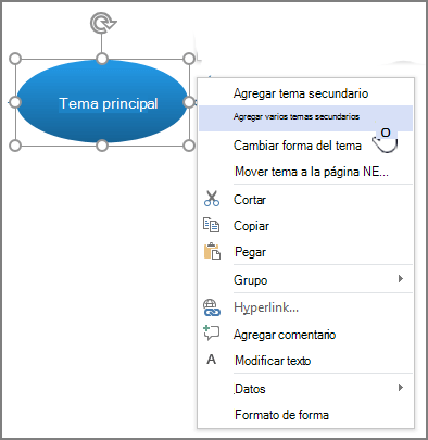 selecciona un tema, haz clic con el botón derecho y elige Agregar varios temas