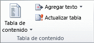 Grupo Tabla de contenido