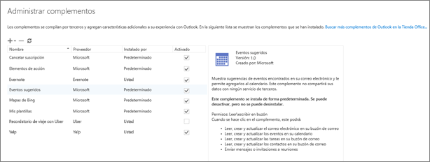 Complementos instalados - Soporte técnico de Microsoft