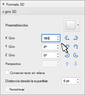 Sección Giro 3D con giro X seleccionado