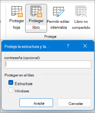 Cuadro de diálogo Proteger libro