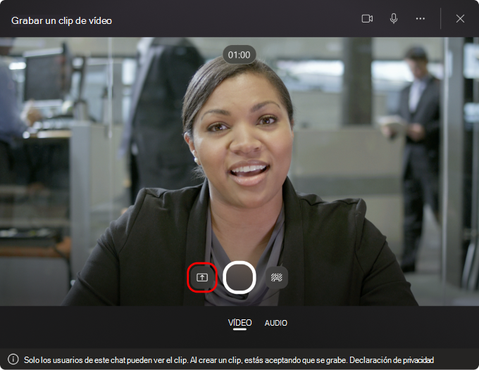Captura de pantalla que resalta el botón usado para grabar una pantalla específica