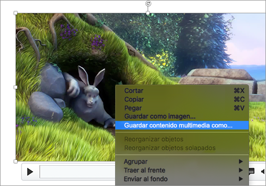 Diapositiva que contiene una imagen y el comando Guardar como imagen seleccionado en el menú contextual