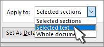 La configuración de página se aplica al texto seleccionado