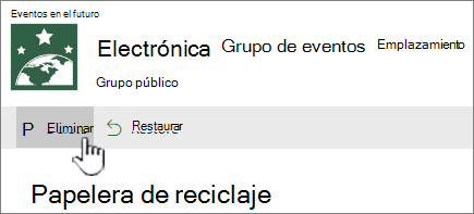 Botón Eliminar elemento de reciclaje de SharePoint Online