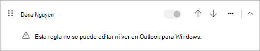 Algunos tipos de reglas de cliente que se migran desde Outlook clásico no se pueden editar ni ver en el nuevo Outlook.