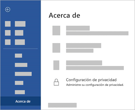 Captura de pantalla del botón de Configuración de privacidad