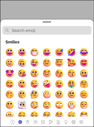 Selector de reacciones de emojis en Teams