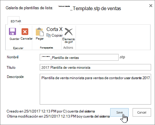 Editar las propiedades de una plantilla de lista