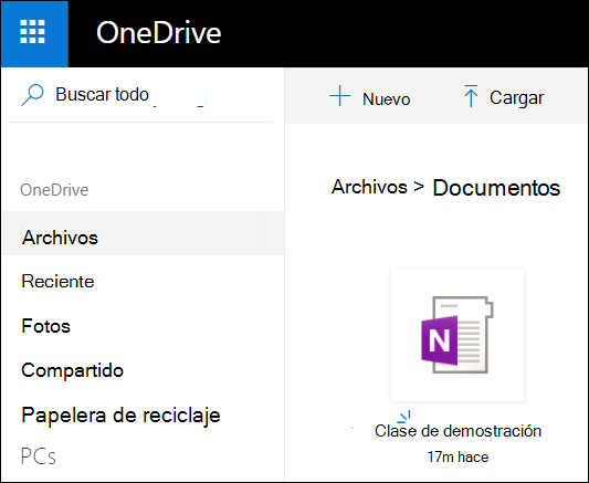Carpeta documentos de OneDrive de la cuenta de Microsoft