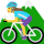 Emoticono de mujer en bicicleta de montaña