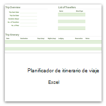 Organizador de itinerarios de viaje para Excel