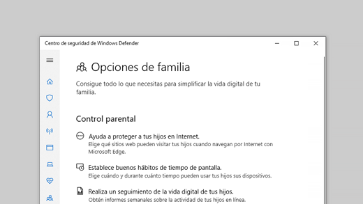 Opciones de familia de Seguridad de Windows