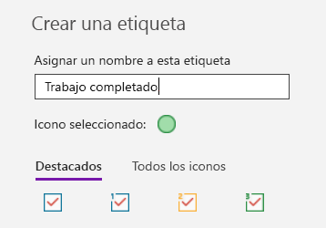 Creación de etiquetas personalizadas en OneNote para Windows 10