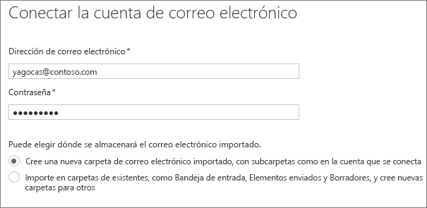 Escriba la dirección de correo electrónico y la contraseña de la cuenta a la que desea conectarse.