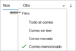 Filtrar por Correo mencionado en Outlook para Windows
