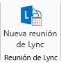 Captura de pantalla de un nuevo icono de Reunión de Lync en la cinta de opciones