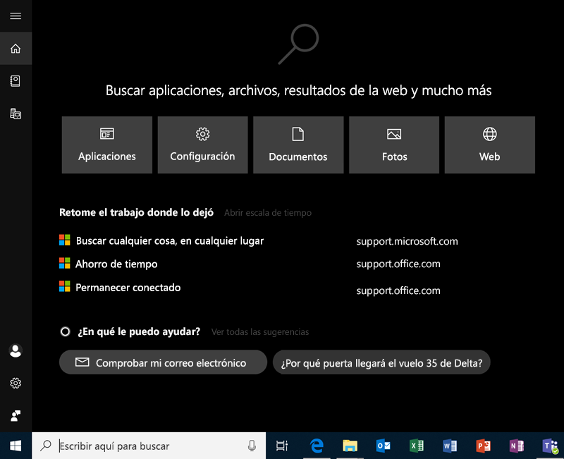 Búsqueda en Windows 10