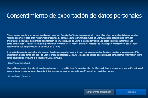Página de privacidad de Windows 10