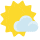 El sol detrás de un emoticono de nube pequeña