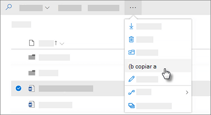 Captura de pantalla del comando Copiar a en OneDrive para la Empresa