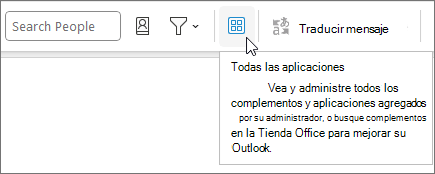 El icono Todas las aplicaciones en un diseño de cinta contraído en Outlook en Windows.