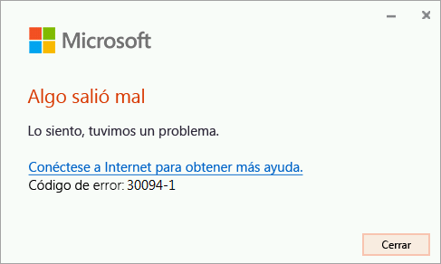 Código de error 30094 al instalar Office - Soporte técnico de Microsoft