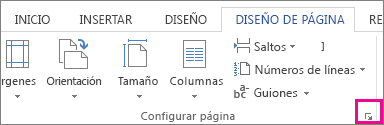 Botón que abre el cuadro Configurar página