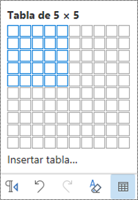 Cuadrícula de tabla en Outlook en la Web.