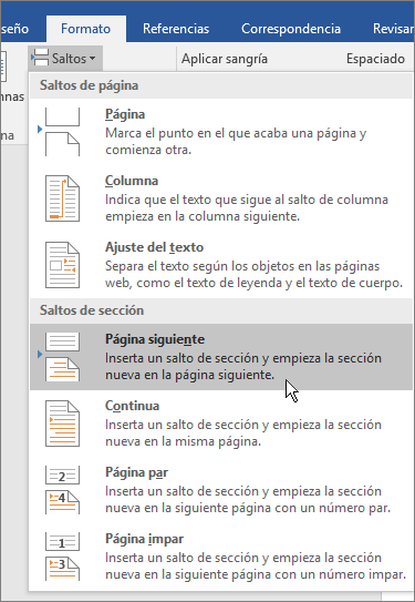 Configurar encabezados y pies de página para diferentes secciones de un  documento - Soporte técnico de Microsoft