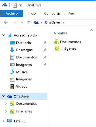 OneDrive en el Explorador de archivos