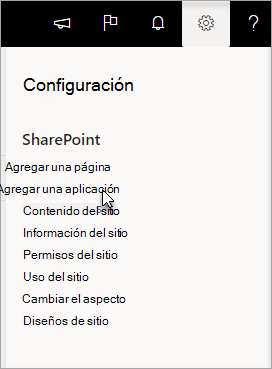 Menú Configuración con la opción Agregar una aplicación resaltada