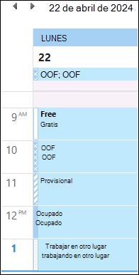 OOF en color Calendario de Outlook después de la actualización