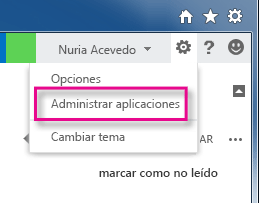 administrar aplicaciones de Outlook