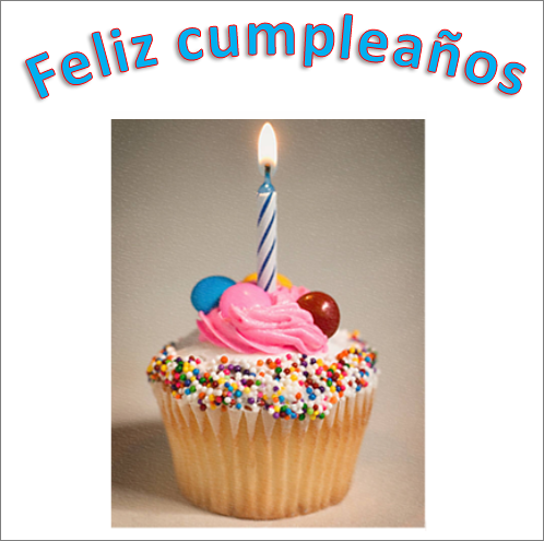 Ejemplo de WordArt con una imagen y las palabras Feliz cumpleaños