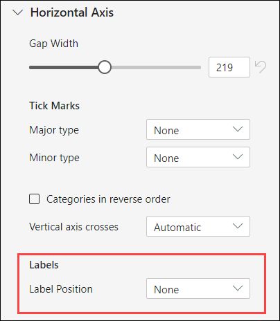Opciones de etiqueta de eje de gráfico para Excel para la Web