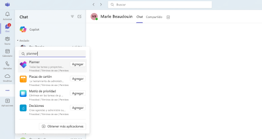 Captura de pantalla de cómo agregar Copilot en Planner.