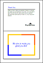 Vista de dos páginas en una tarjeta de felicitación doblada por arriba