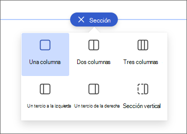 Captura de pantalla del panel de selección de columnas.