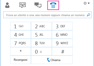Captura de pantalla del icono Teléfono con un teclado de marcado que puede utilizarse para realizar llamadas
