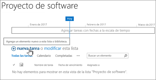 Escala de tiempo de tareas, haga clic en Nuevo + para agregar tareas