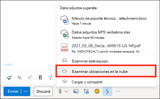 Tamano relativo Sumamente elegante abolir Adjuntar archivos en Outlook - Soporte técnico de Microsoft
