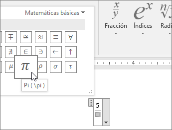 Elegir un símbolo (Pi) de un marcador de posición en una estructura de ecuación