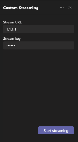 Imagen que muestra el botón Iniciar streaming.